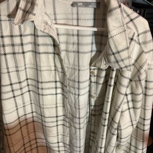 Riders by Lee Cream and Gray Plaid Button-Up Shacket